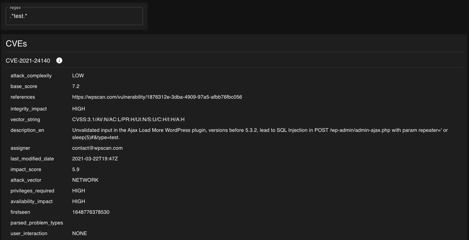 a vertical table panel example